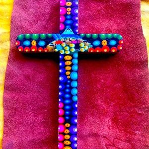 New Cross Wooden hand painted Signed Collectible Highlands of Ecuador.  Cruz